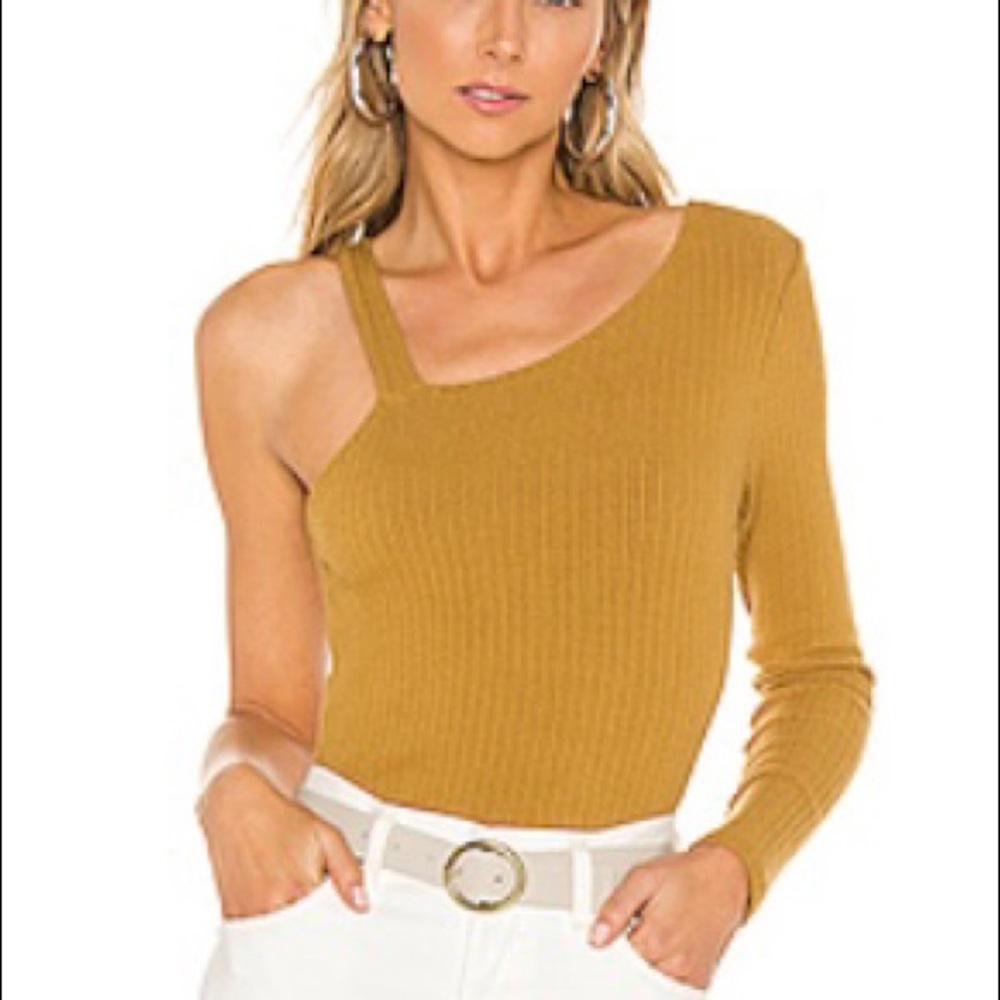 LNA One Shoulder Yellow Mustard Top Off Shoulder